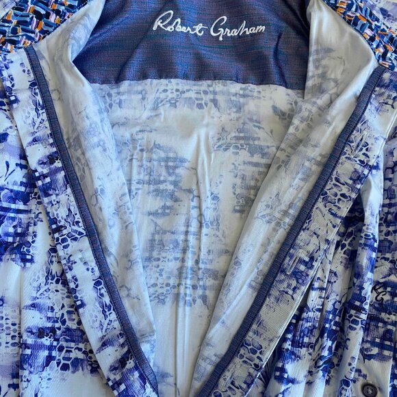 Robert Graham Men's Classic Fit Shirt Kaleidoscope Artsy Flip Cuff Smoke Size M - Picture 10 of 11